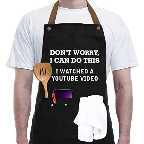 REHAVE Funny Gifts for Men, Women, Dad, Anniversary, Fathers Day Gift from Daughter Son, Christmas Gift for Husband, Boyfriend, Brother, Uncle, Unique Birthday Grilling Gifts – BBQ Cooking Chef Apron