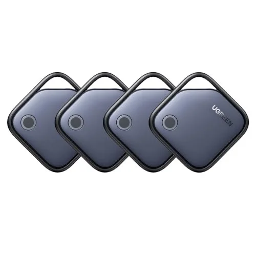 UGREEN FineTrack Air Tracker Tags (iOS Only) 4 Pack, 2-Year Replaceable Battery Bluetooth Tracker Compatible with Apple Find My, Item Finder Smart Tag for Keys, Luggage - [Apple Find My Certified]