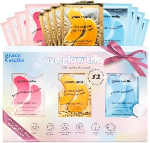 grace & stella Under Eye Patches (12 pairs) Eye Masks for Puffy Eyes and Dark Circles - Gifts for Women, Bridesmaids, Birthdays, Bachelorette Party, Self Care Gifts for Women - Vegan Cruelty-Free