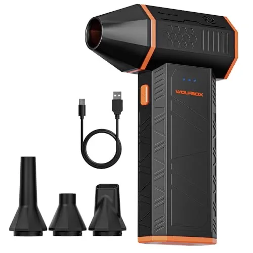 WOLFBOX MegaFlow 50 Compressed Air Duster-110000RPM Super Power Electric Air Duster, 3-Gear Adjustable Mini Blower with Fast Charging, Dust Blower for Computer, Keyboard, House, Outdoor and Car