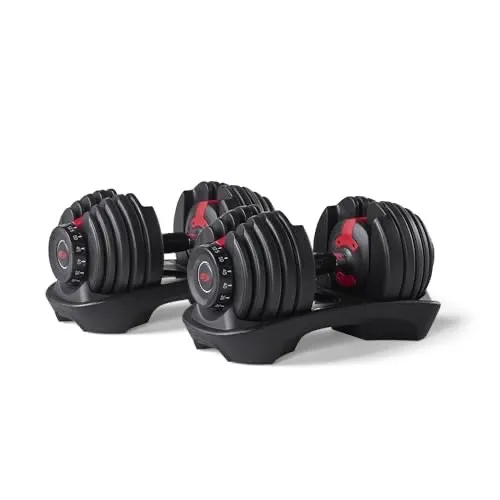 Adjustable Dumbbells One set replaces 15 pairs of weights—ideal for small home gyms.