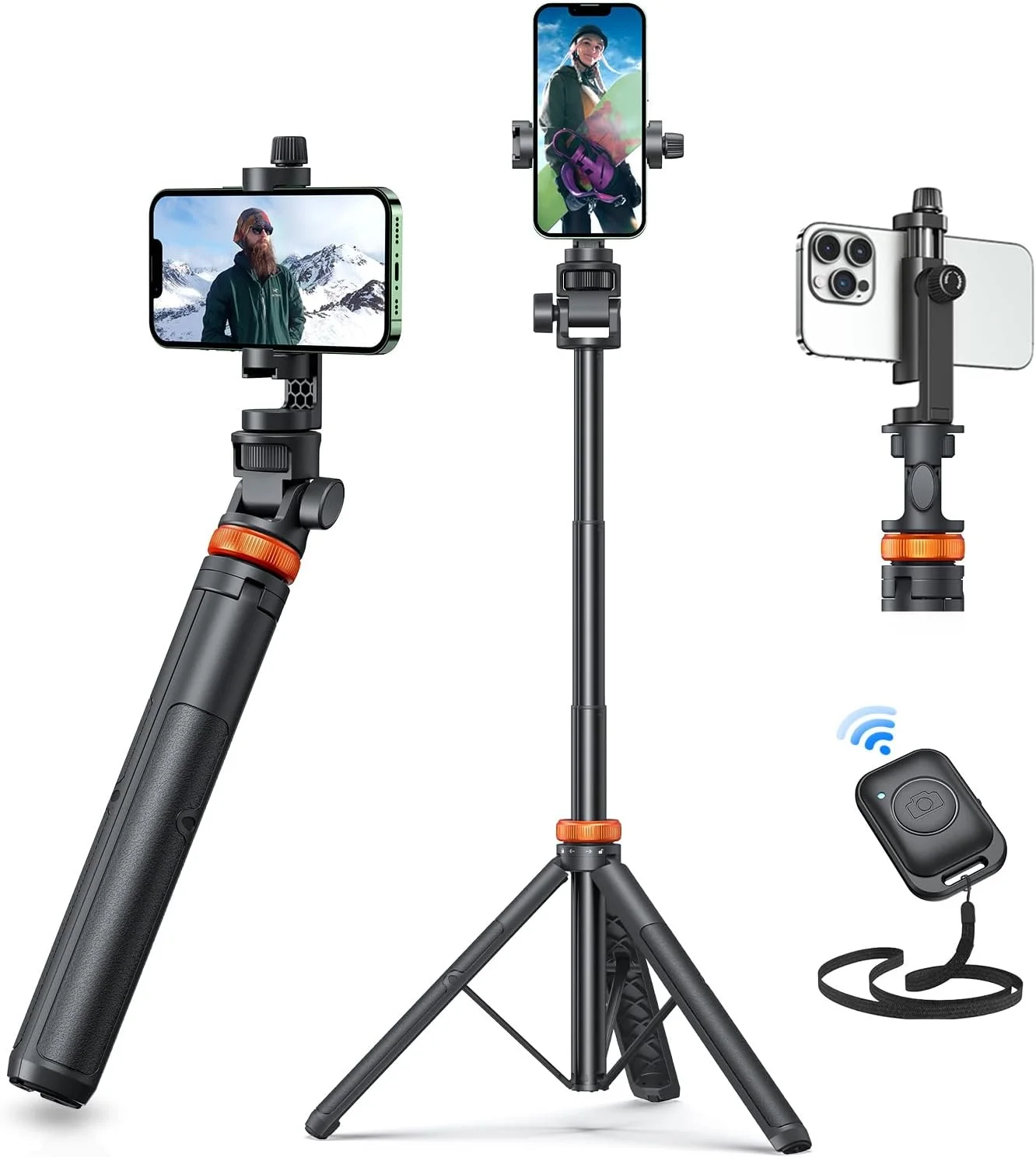 EUCOS 62" Phone Tripod & Selfie Stick