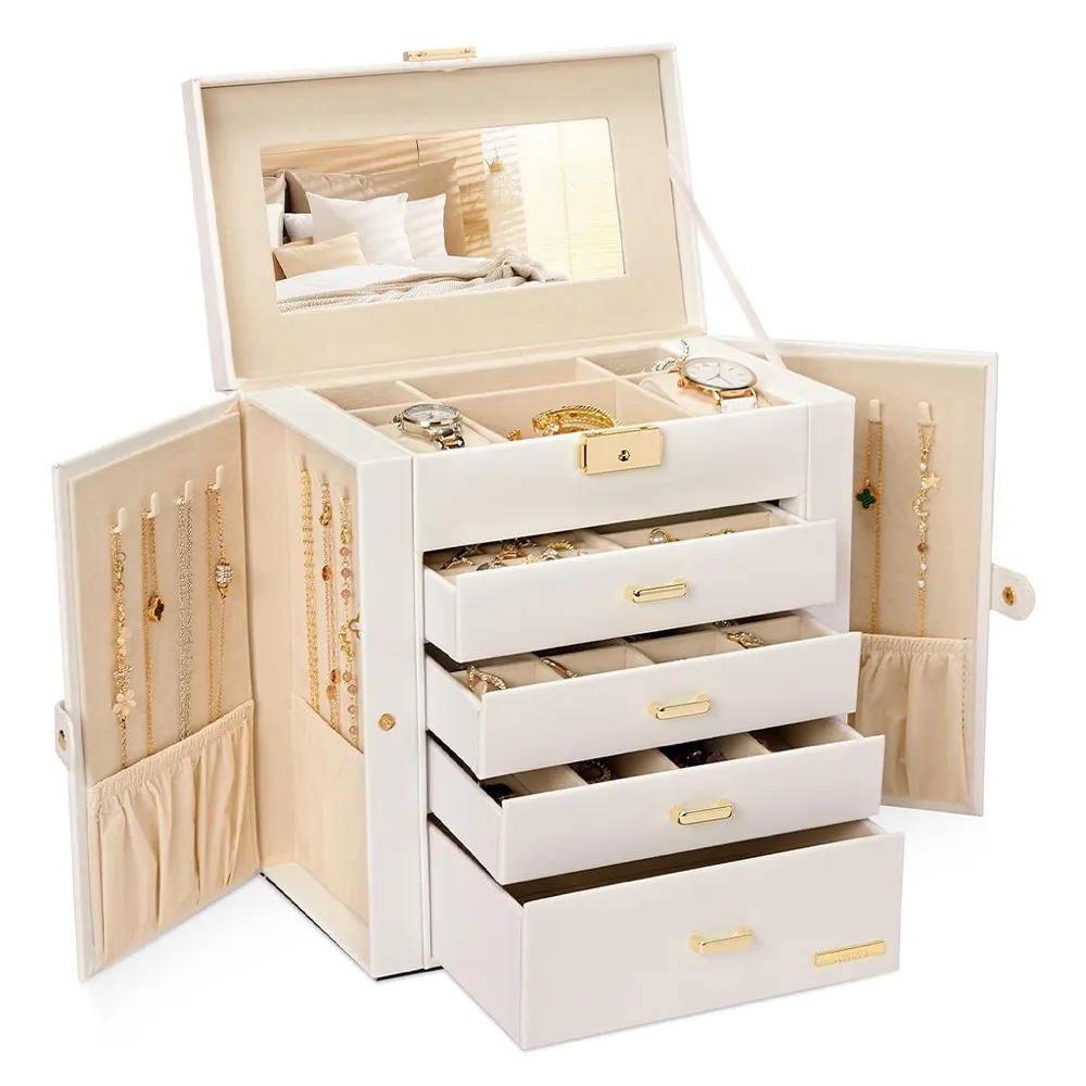 45. Homde Mirrored Jewelry Box Organizer