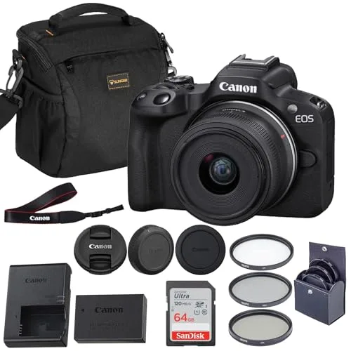 9. Canon EOS R50 Mirrorless Camera with 15-45mm Lens