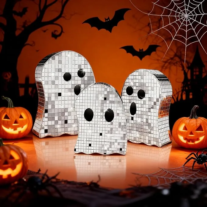 19. Disco Ball Ghost Decorations (3-Piece Set)