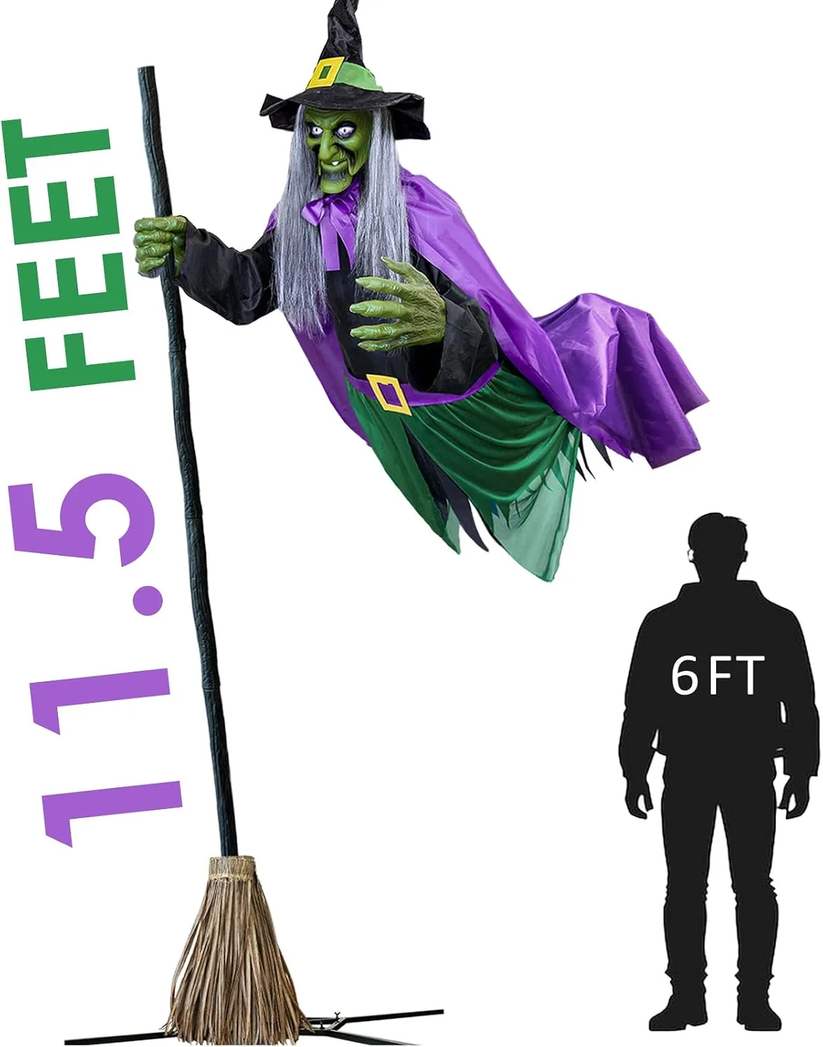 5. Animated Hovering Witch (11.5 Ft, Sound & Touch Activated)