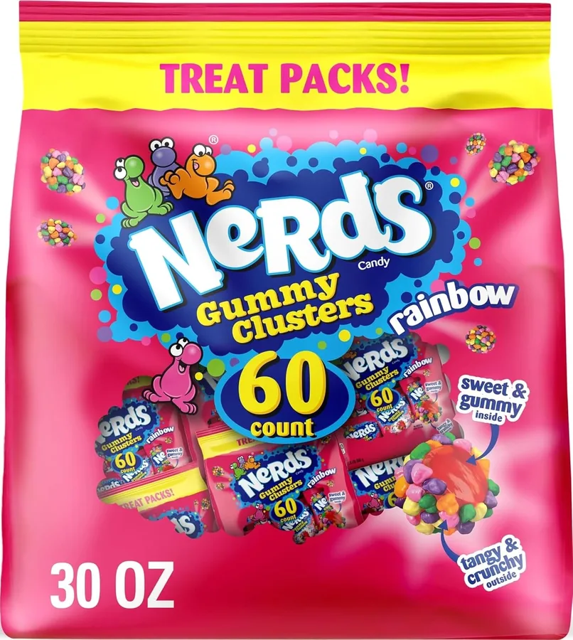 6. Nerds Gummy Clusters Treat Size Packs (60 Count)