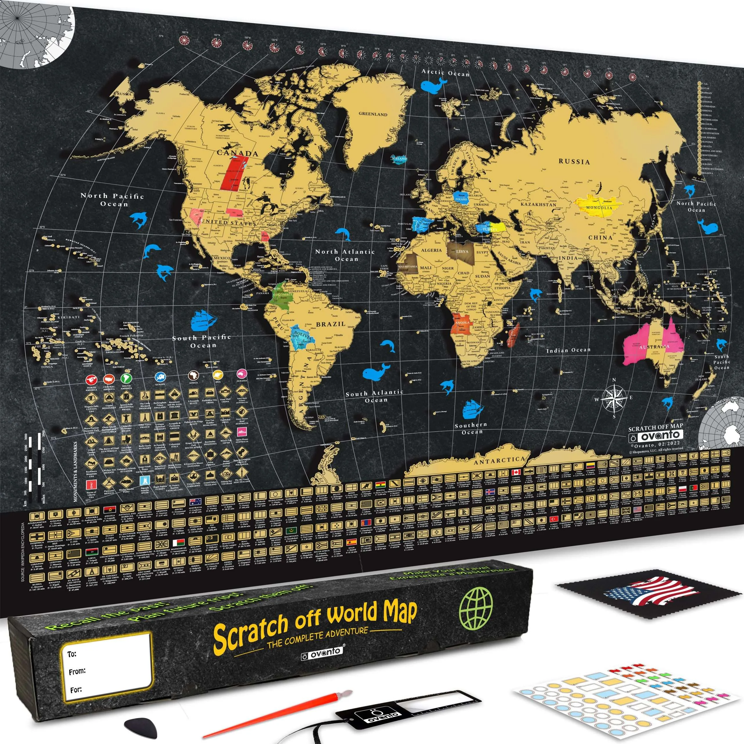 13. Scratch-Off World Travel Map for Tracking Adventures