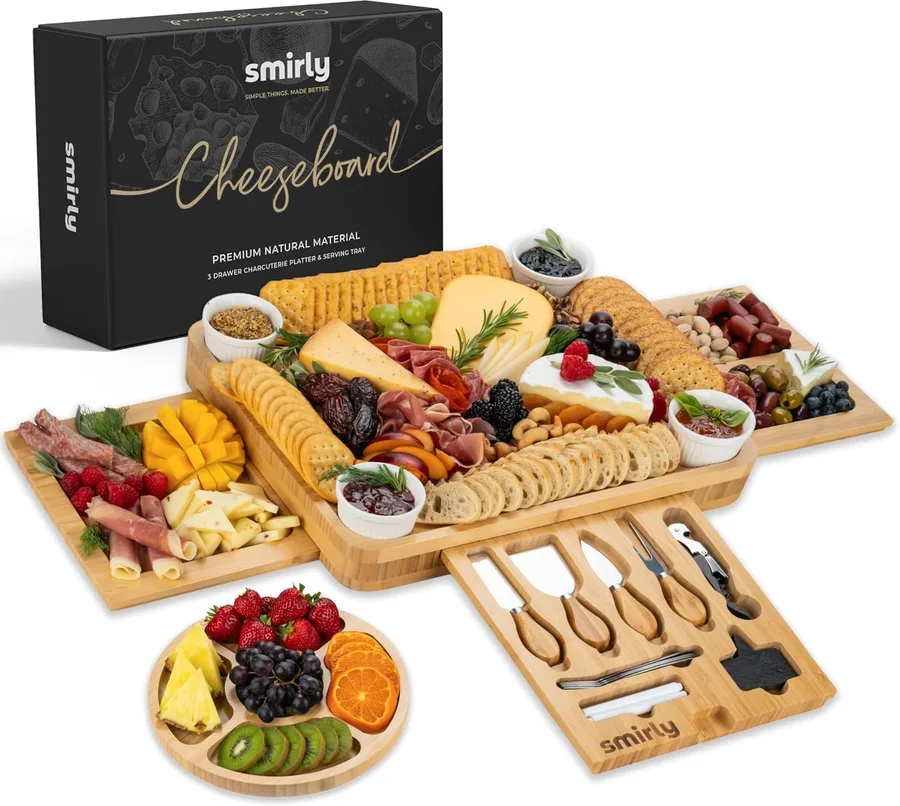 5. SMIRLY Bamboo Charcuterie Board Set