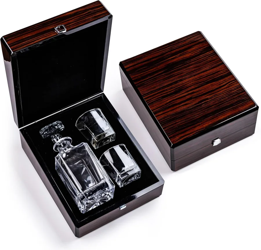 15. Whiskey Decanter Set with Wood Gift Box