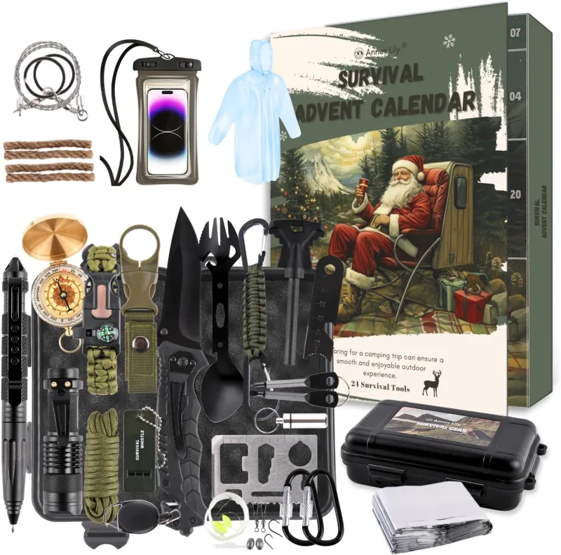 19. 24-in-1 Survival Advent Calendar with Waterproof Case