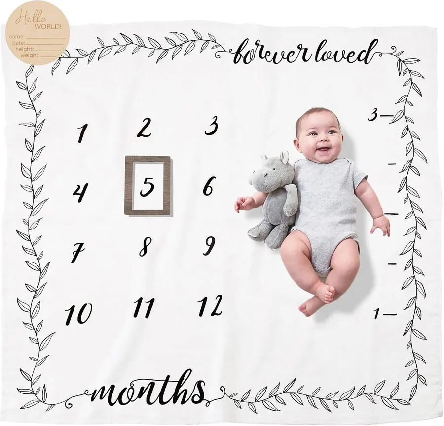 5. Pondering Pine Organic Monthly Milestone Blanket