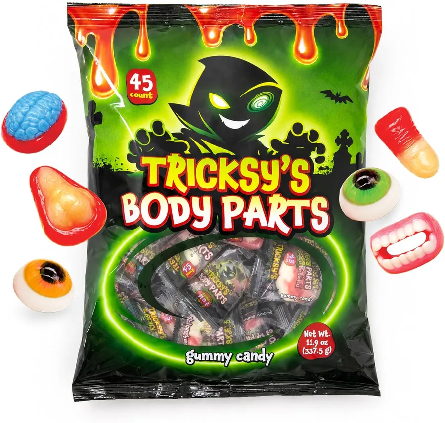 19. Halloween Gummy Body Parts Candy (45-Count, Individually Wrapped)