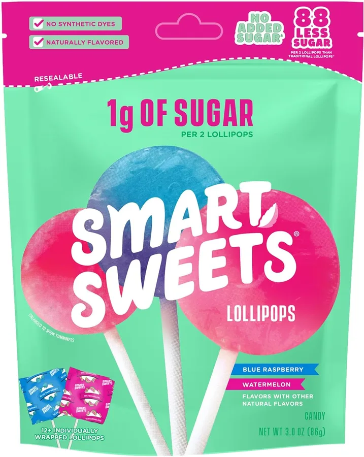 16. SmartSweets Low-Sugar Lollipops (3 oz Bag)