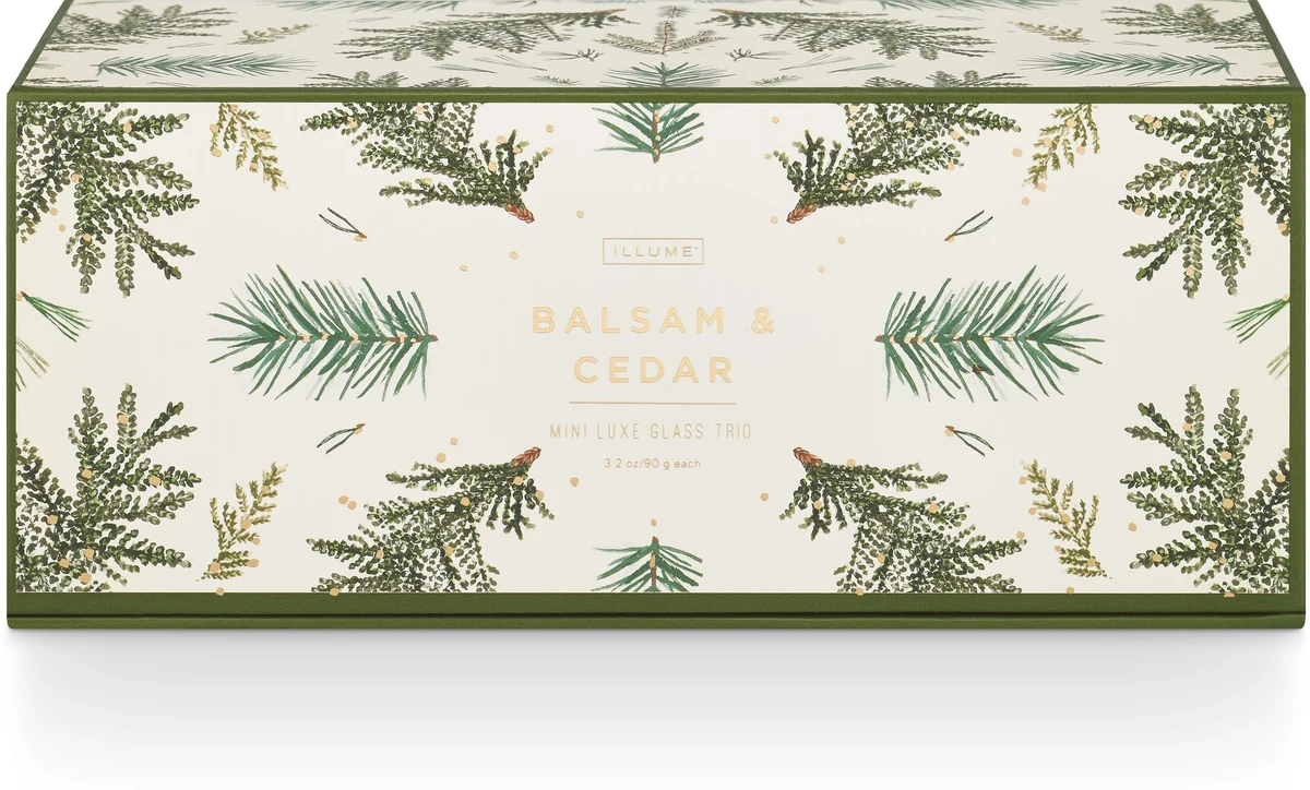 7. ILLUME Noble Holiday Balsam & Cedar Votive Gift Set (Set of 3)