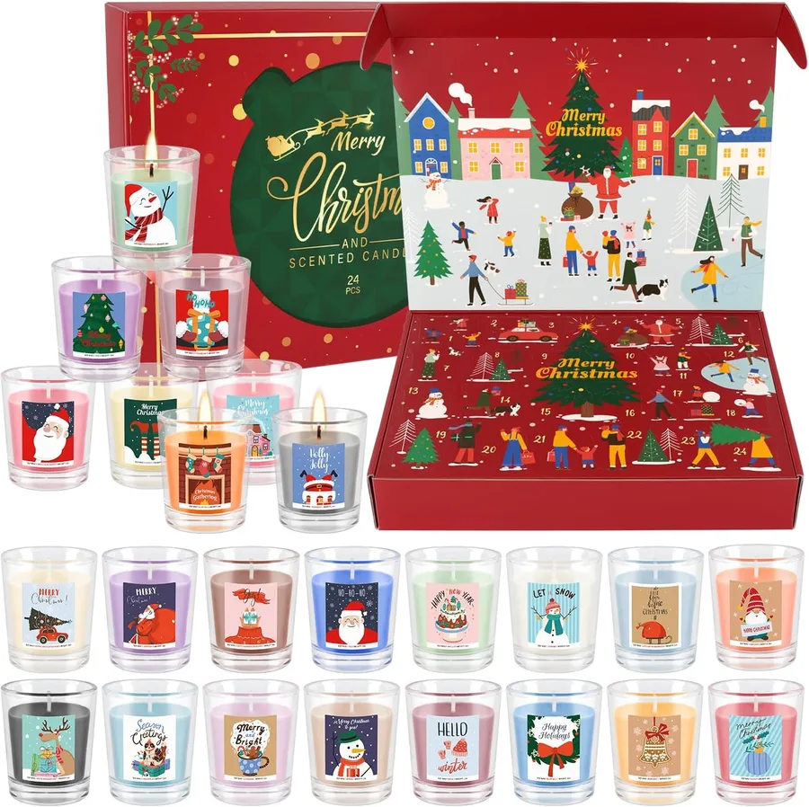 3. YOROXRG 24-Day Scented Tumbler Candle Advent Calendar