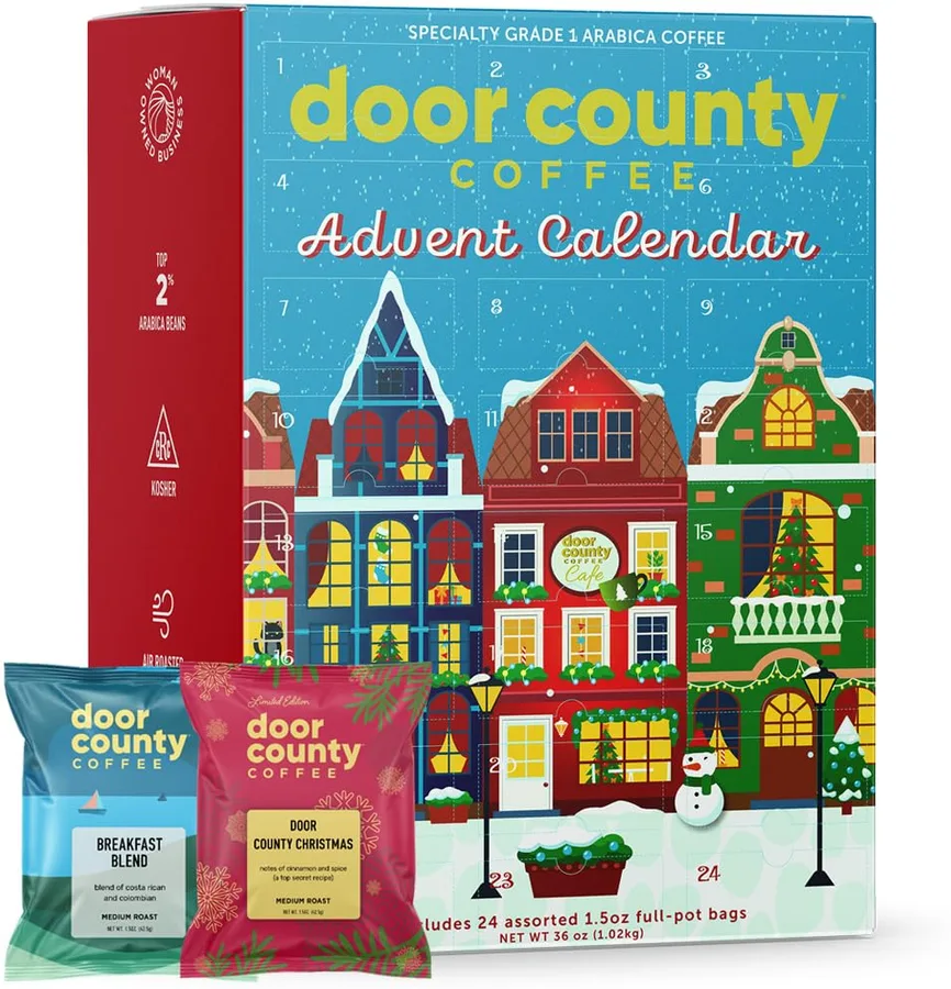 15. Door County Coffee 24-Day Advent Calendar (24 Full-Pot Bags)