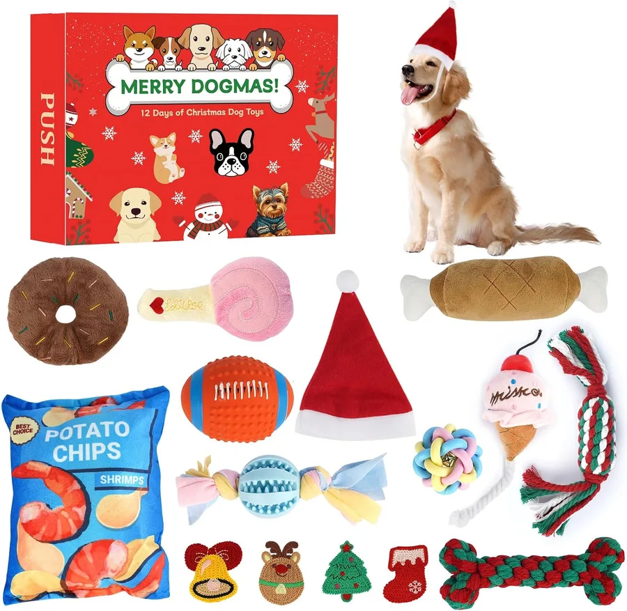 19. ANOTION 12 Days Dog Toy Advent Calendar (Tough Chewers)