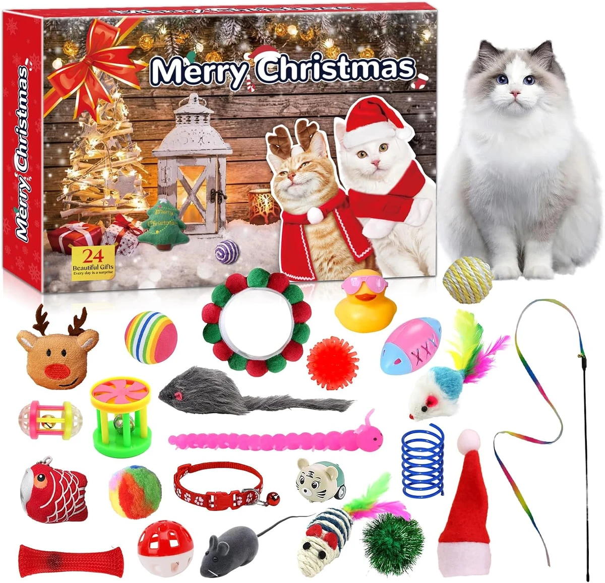 11. 24-Day Cat Countdown Calendar (Assorted Toys)
