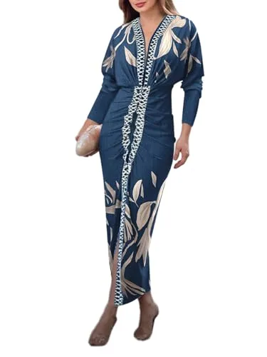 Goddiva V-Neck Ruched Midi Dress