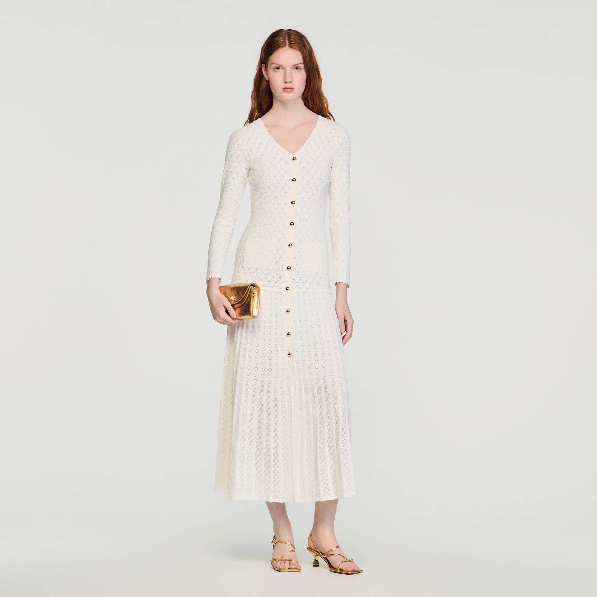 9. Sandro-Paris Puff-Sleeve Midi Dress