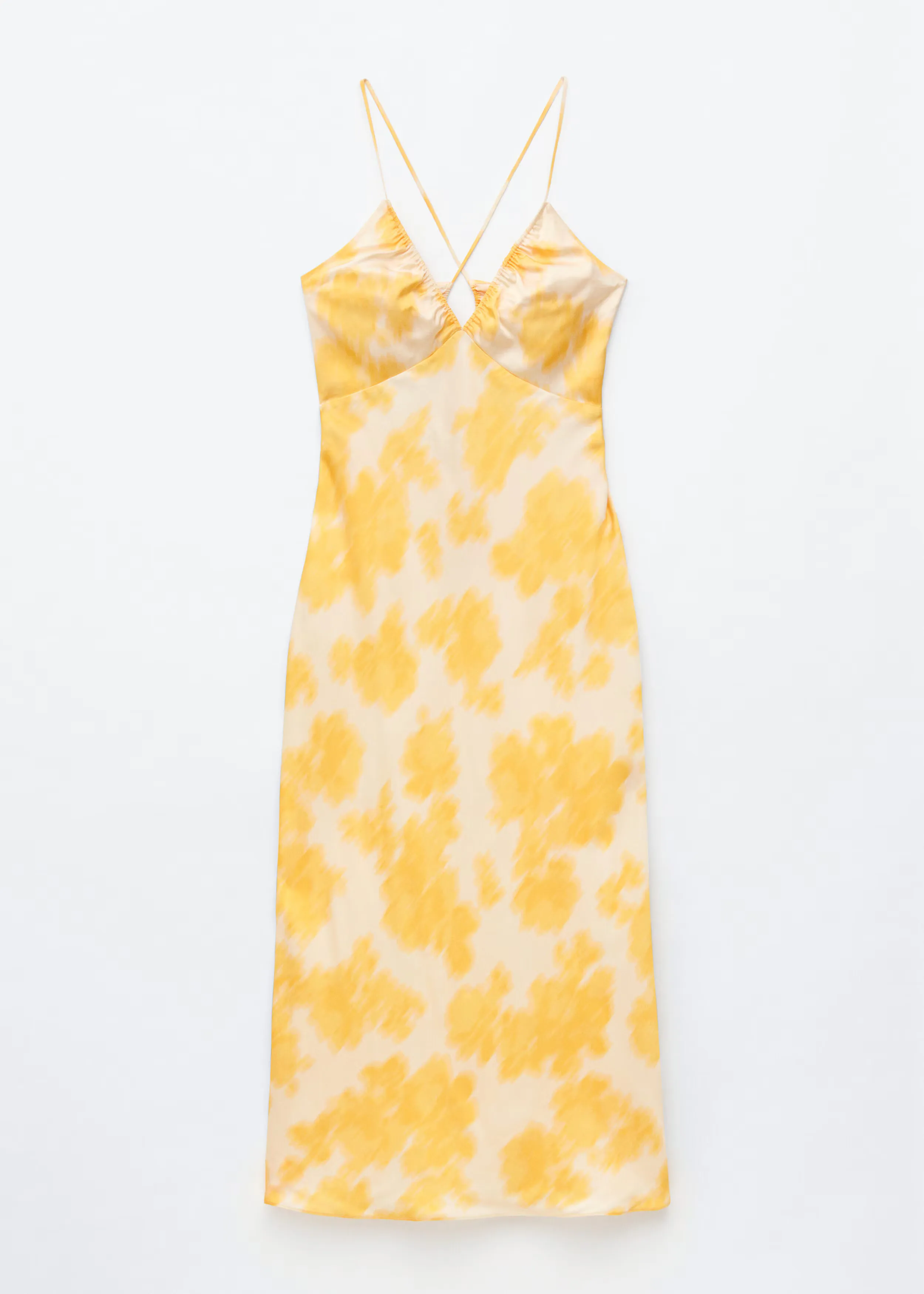 4. Satin Slip Midi Dress (Yellow)