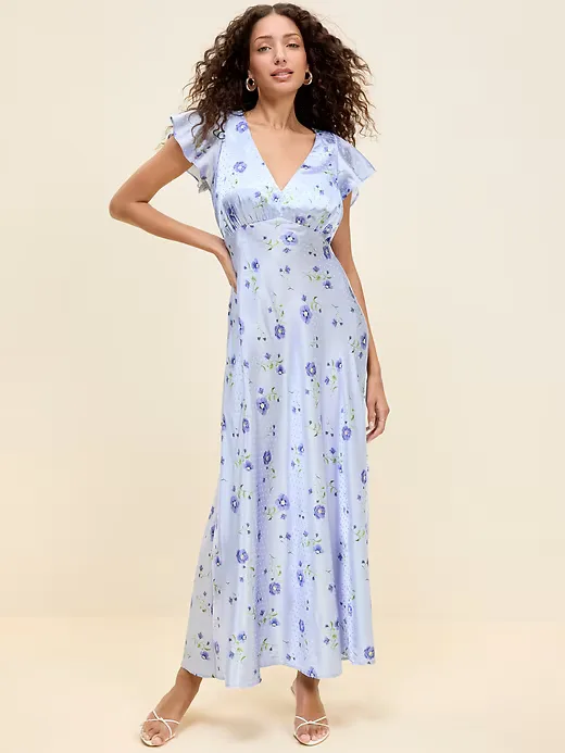8. The Occasion by Old Navy Satin Flutter-Sleeve Maxi Dress