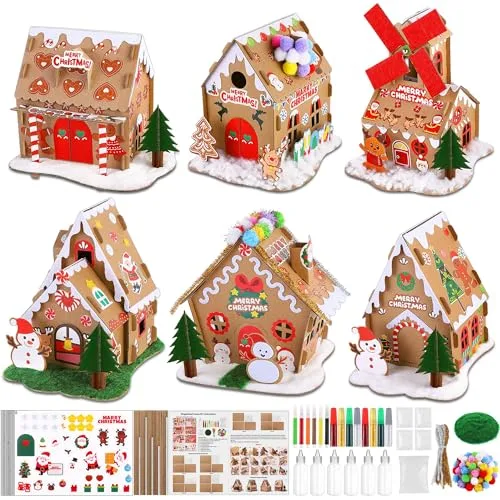 7. Fovths Build-Your-Own Cardboard Gingerbread Houses (6-Set)