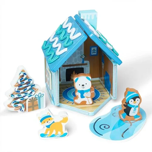 6. Melissa & Doug Winter Frost Wooden Gingerbread House Play Set
