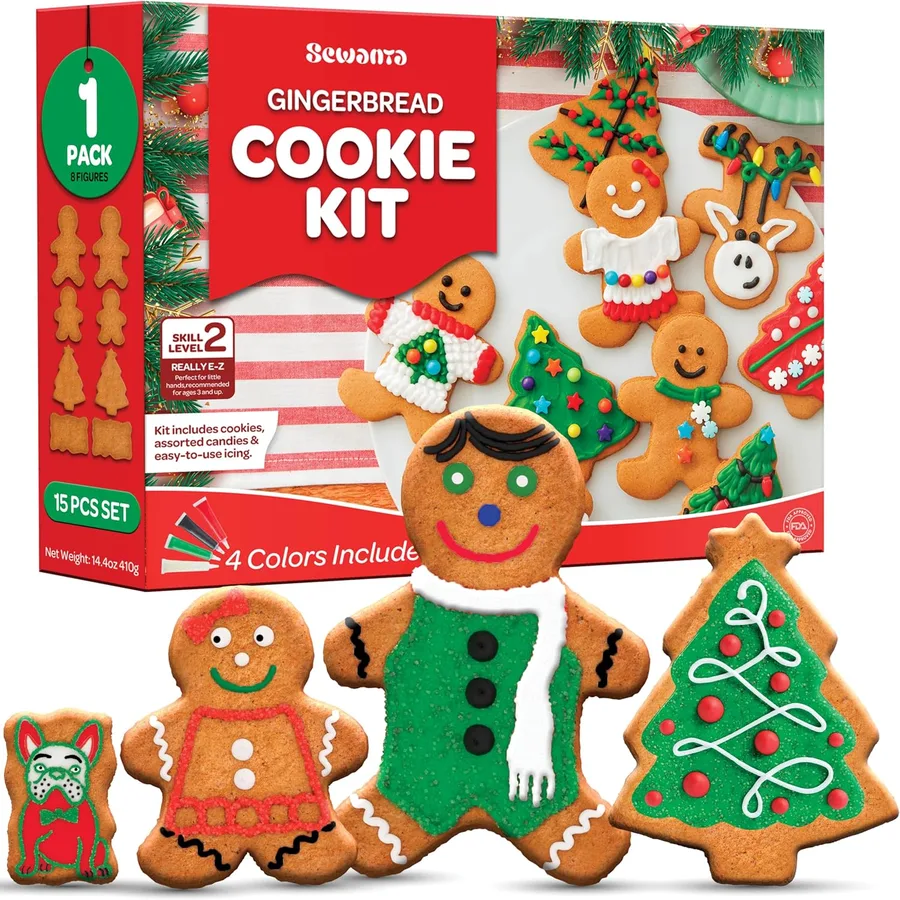 9. SEWANTA Gingerbread Cookie Decorating Kit (Set of 8)