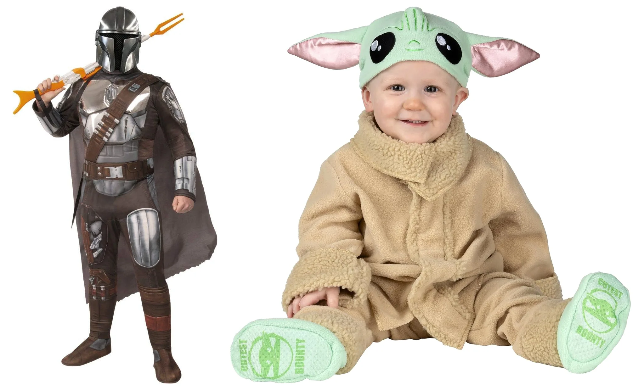 11. Mandalorian & Grogu Family Costumes (Rubie’s Adult + Jazwares Infant)