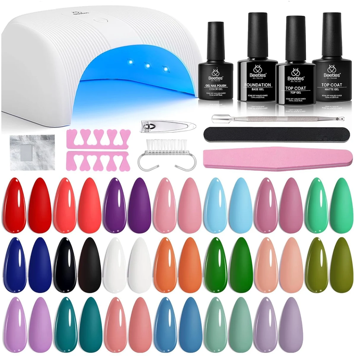 15. Beetles 31-Piece Gel Polish Bundle with Lamp