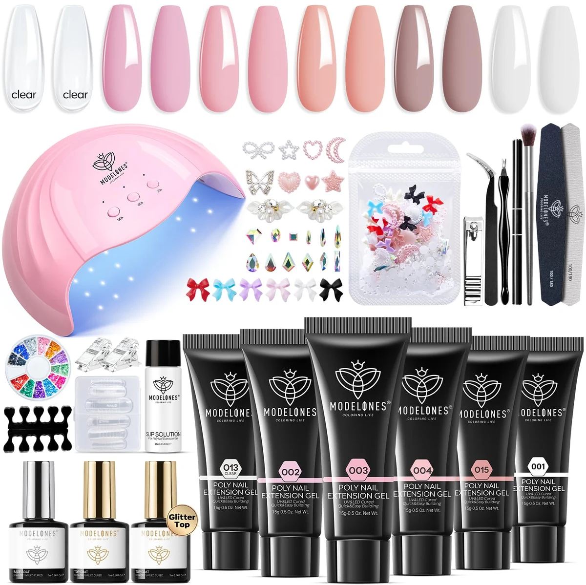 6. Modelones Poly Nail Gel Kit with 48W Lamp