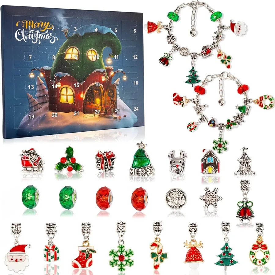 1. Christmas Advent Calendar Bracelets for Girls (24-Day DIY Kit)