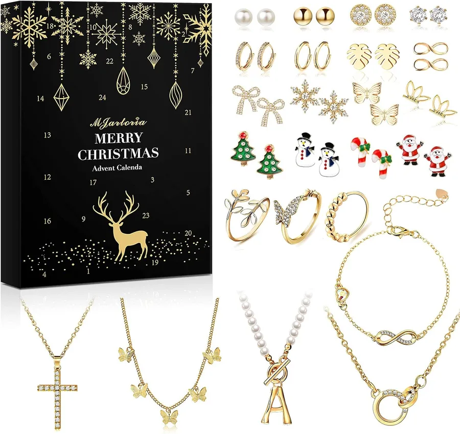 8. MJartoria Trendy Gold Jewelry Advent Calendar (24 Days)