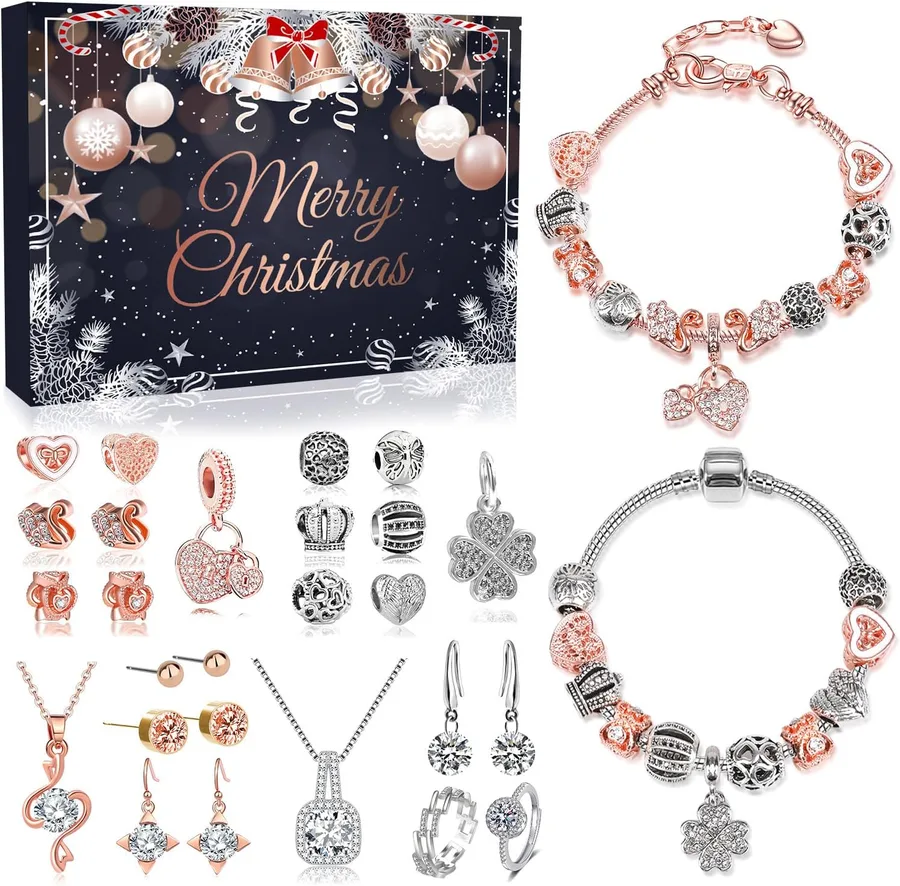 2. MOVINPE Advent Calendar Charm Bracelet Kit (Rose Gold)