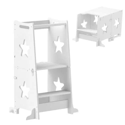 9. Qaba 2-in-1 Toddler Tower & Step Stool