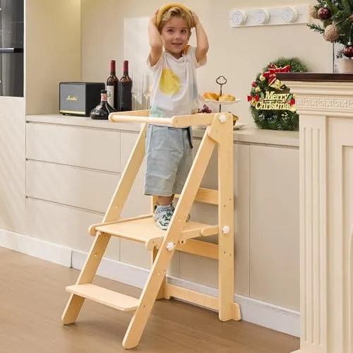 7. Wood City Foldable Montessori Learning Tower