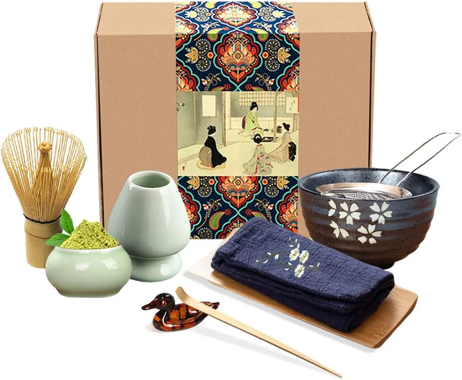 4. Artcome Traditional Japanese Matcha Tea Set (9 Pieces, Gift Box)