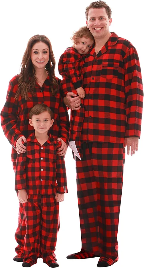 14. #followme Buffalo Plaid Microfleece Family Pajamas with Matching Socks
