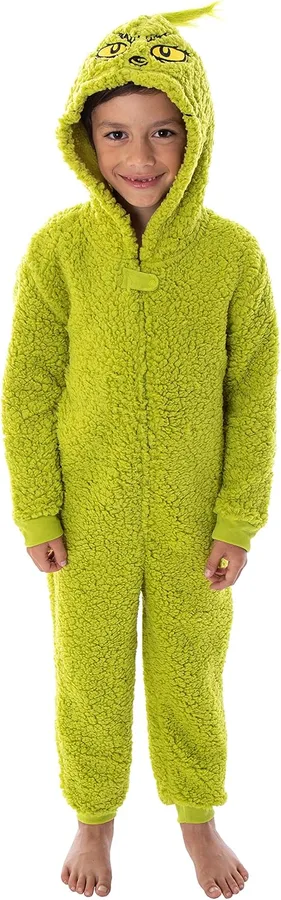 20. Dr. Seuss Grinch Matching Family Union Suit Pajamas (Adult, Kids, Toddler and Max the Dog)