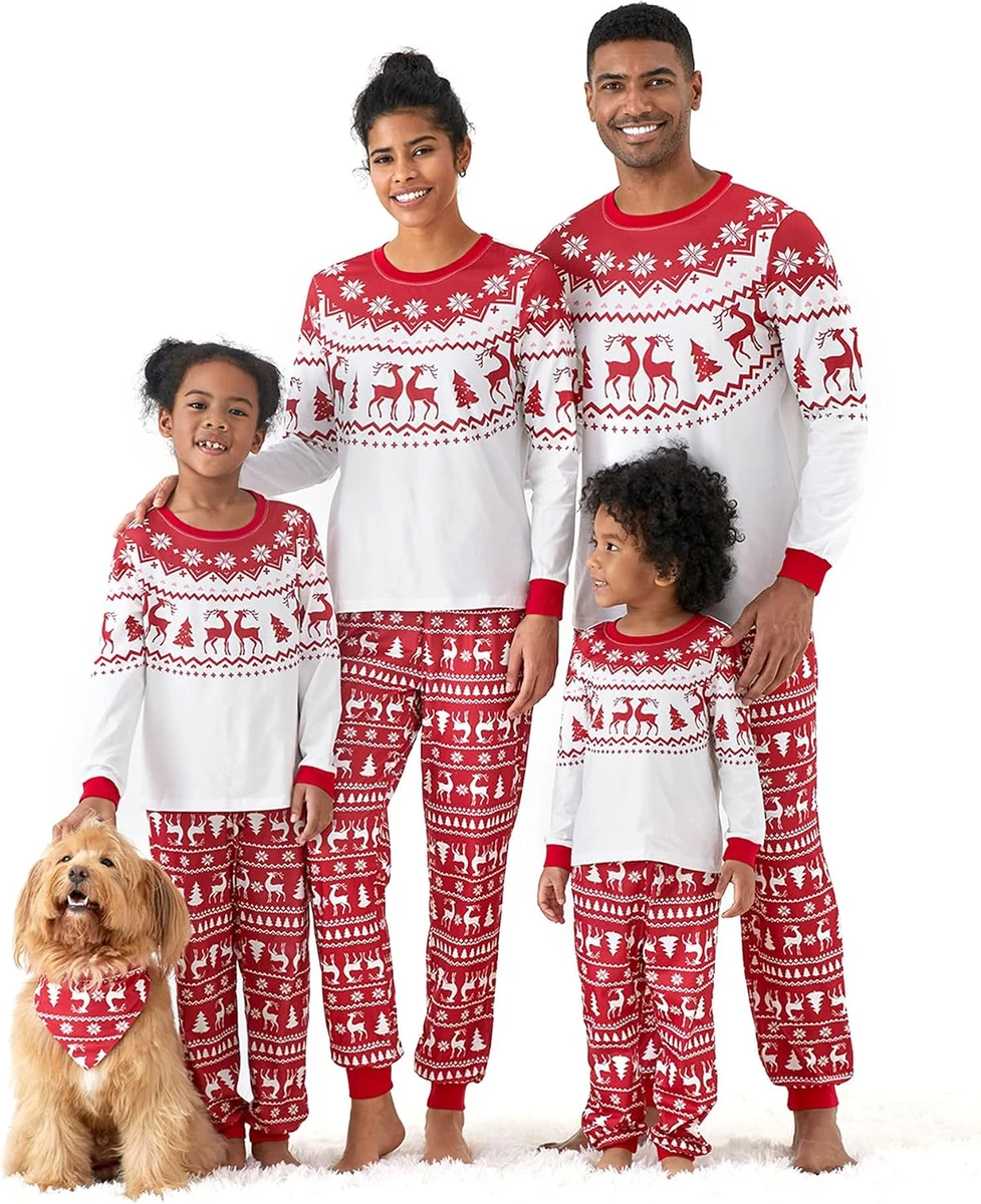 8. PATPAT Family Matching Christmas Pajamas (Classic Red Print)