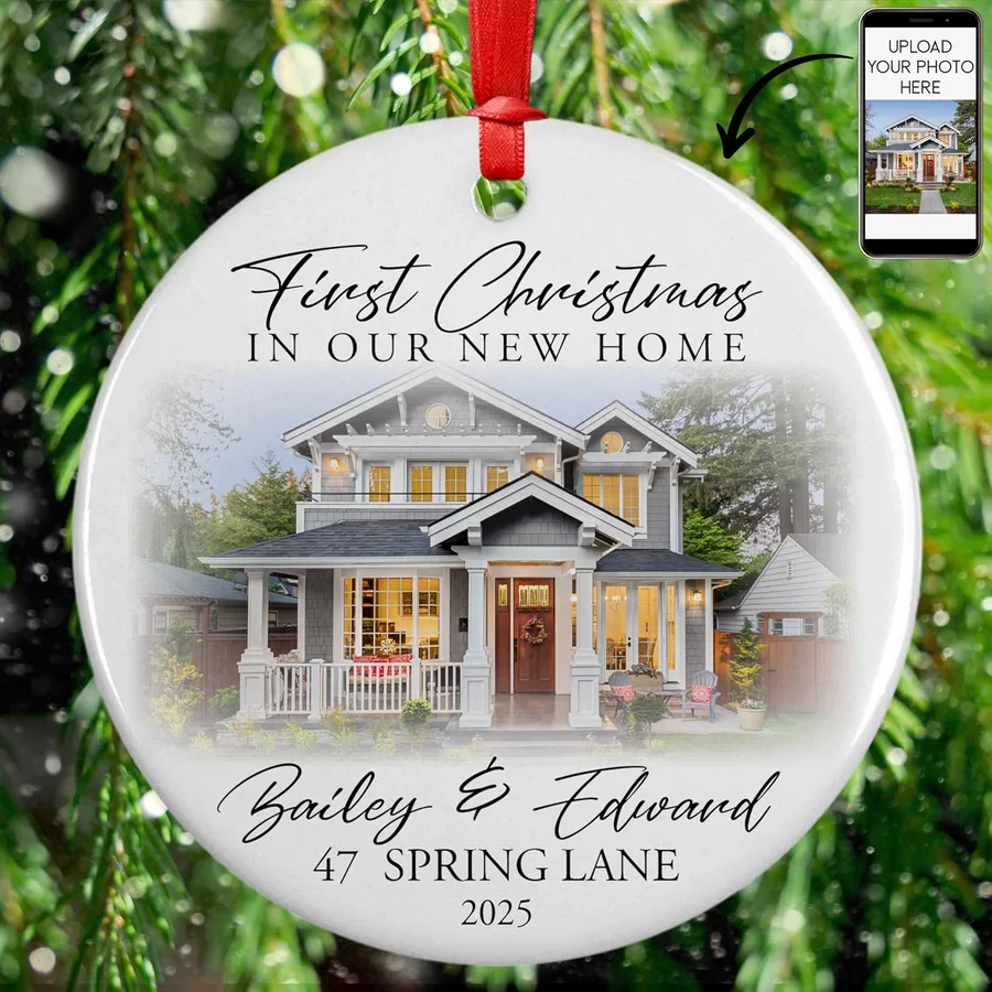 Custom New Home Photo & Address Ornament