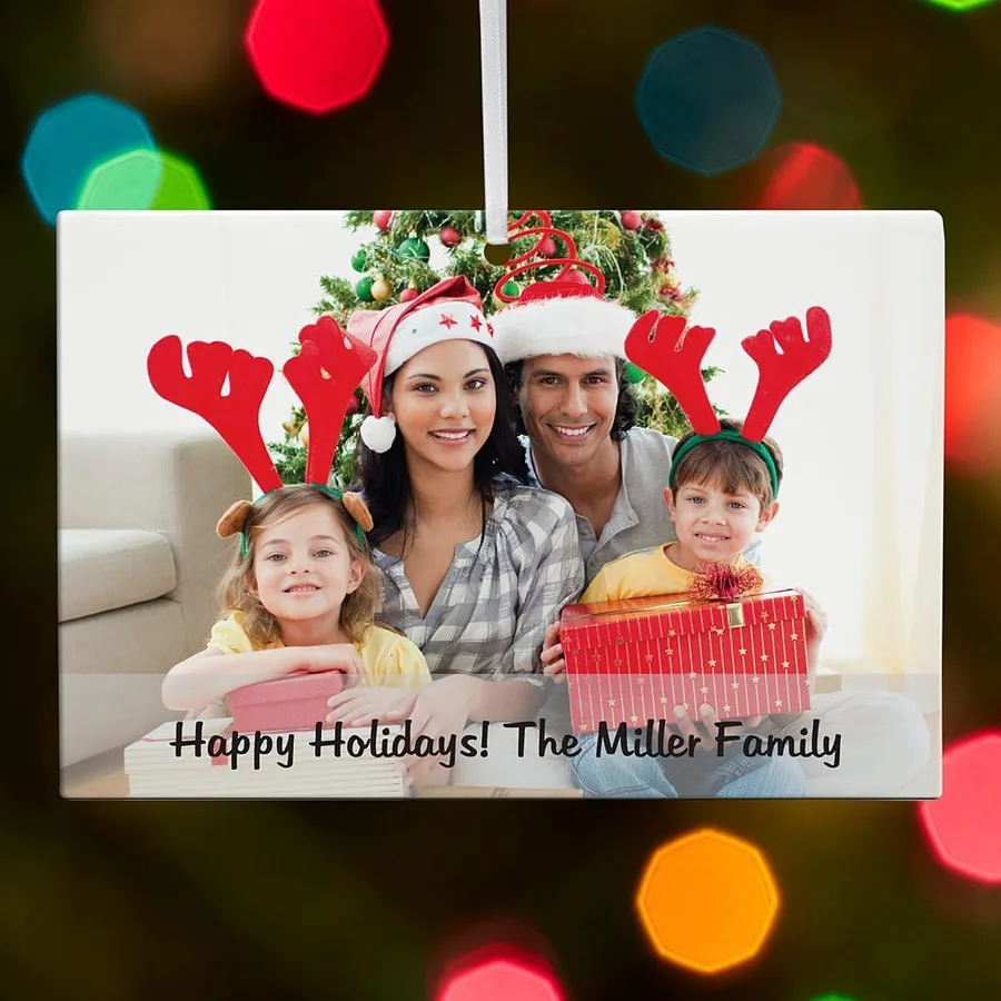 8. Let's Make Memories Custom Photo Ornament with Message
