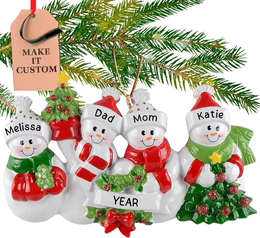 20. Personalized Snow People Family Ornament (2 to 10 Names)