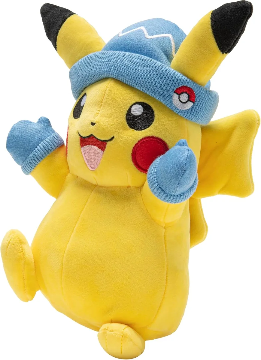 18. Pokémon 8-Inch Winter Pikachu Plush (Hat & Mittens)