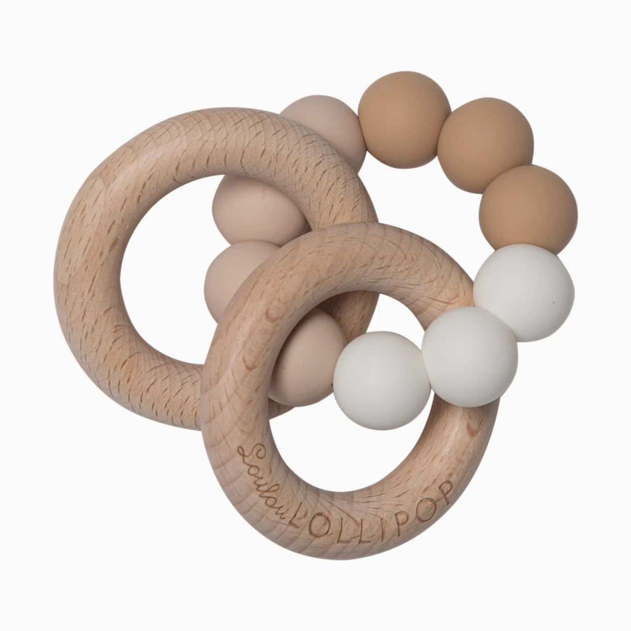 3. Babylist Wooden Teether Rattle — Silicone + Wood