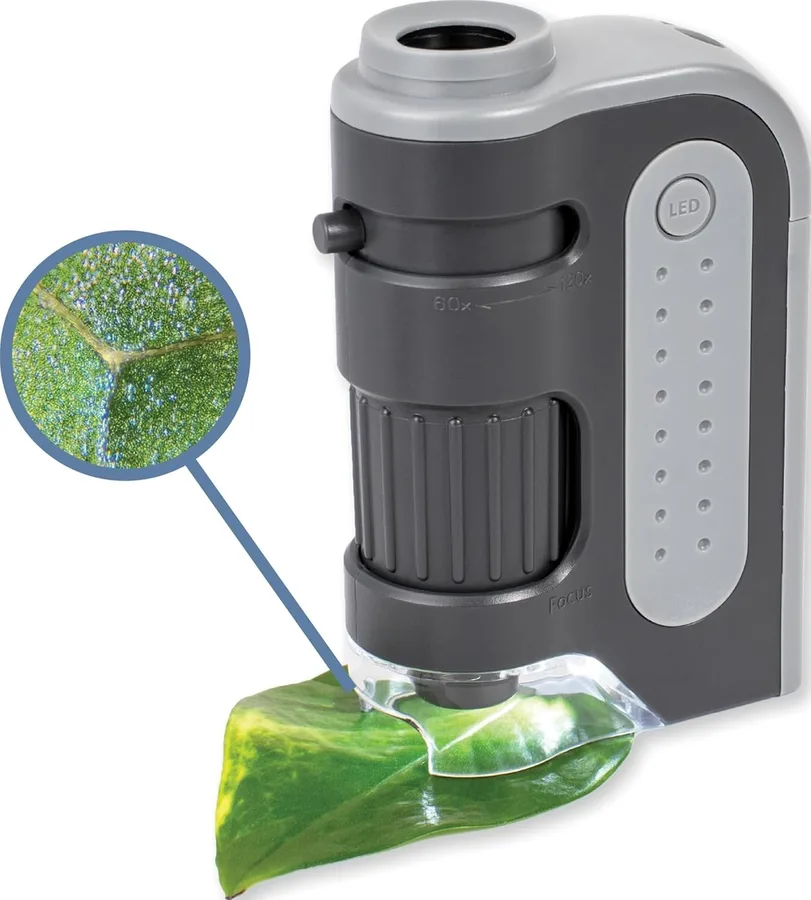 12. Carson MicroBrite Plus 60x-120x LED Pocket Microscope