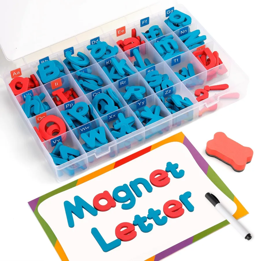 13. Coogam Magnetic Letters and Numbers (251 Pieces with Board)