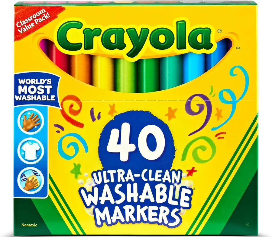 9. Crayola Ultra-Clean Washable Markers (40-Count)